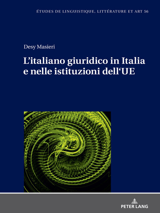 Title details for L'italiano giuridico in Italia e nelle istituzioni dell'UE by Desy Masieri - Wait list